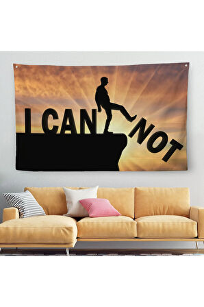 Yapamam, Ayakta Uçurum Kelimeyi Zorlar Kanvas Duvar Örtüsü-Halısı, Ben Yapabilirim, Motivasyon-5409