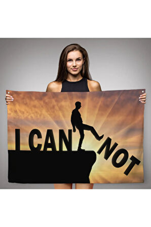 Yapamam, Ayakta Uçurum Kelimeyi Zorlar Kanvas Duvar Örtüsü-Halısı, Ben Yapabilirim, Motivasyon-5409