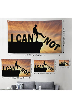 Yapamam, Ayakta Uçurum Kelimeyi Zorlar Kanvas Duvar Örtüsü-Halısı, Ben Yapabilirim, Motivasyon-5409