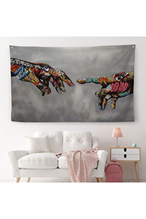 Tanrının Eli Duvar Örtüsü-Halısı, Hıristiyanlara Hediye, İncil Severler, Banksy Graffiti Sanatı-5415