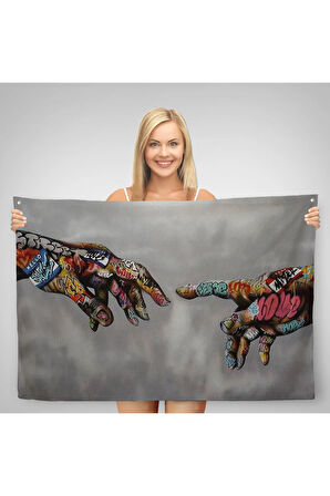 Tanrının Eli Duvar Örtüsü-Halısı, Hıristiyanlara Hediye, İncil Severler, Banksy Graffiti Sanatı-5415