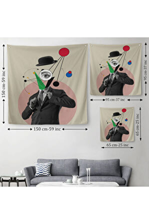 Pop Art Duvar Örtüsü-Halısı, Kahve İçen Çizgi Roman Kahramanı-5802