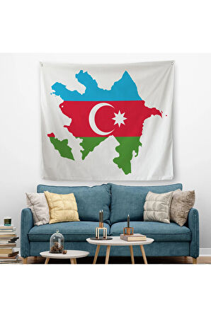 Azerbaycan Haritası Dekoratif Kanvas Duvar Örtüsü-Halısı-5806
