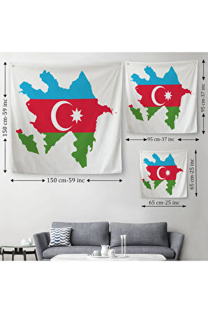 Azerbaycan Haritası Dekoratif Kanvas Duvar Örtüsü-Halısı-5806