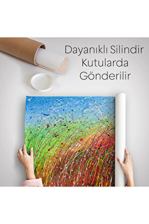 Renkli Damlama Boya Kanvas Duvar Örtüsü-Halısı-5870