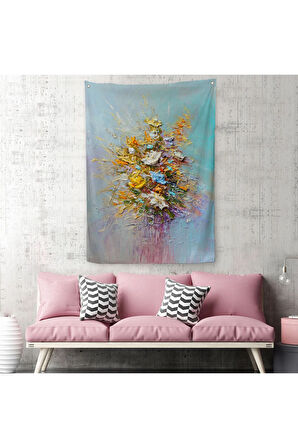 Yağlıboya Çiçek Sanatı Duvar Örtüsü - Halısı-5927