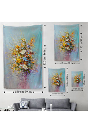 Yağlıboya Çiçek Sanatı Duvar Örtüsü - Halısı-5927