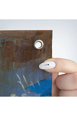 Renkli Şemsiyeler Yağlıboya Görünüm Dekoratif Duvar Örtüsü - Halısı -5932