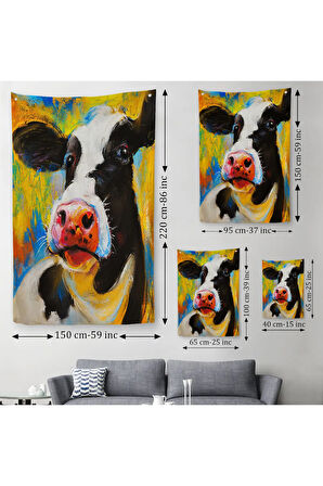 Modern Sanat İnek Portresi Dekoratif Duvar Örtüsü - Halısı-5936