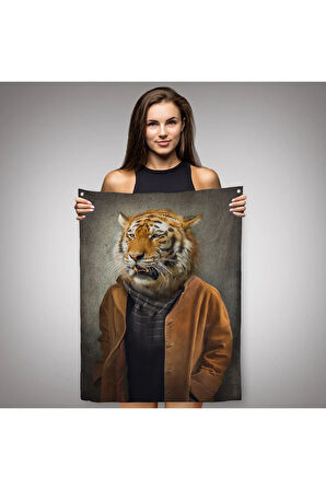 Kaplan Adam Dekoratif Duvar Örtüsü - Halısı-5938