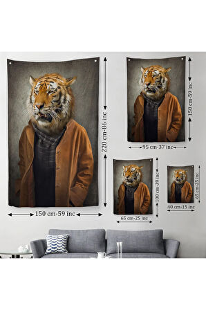 Kaplan Adam Dekoratif Duvar Örtüsü - Halısı-5938