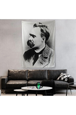 Friedrich Nietzsche Siyah Beyaz Dekoratif Duvar Örtüsü - Halısı-5963