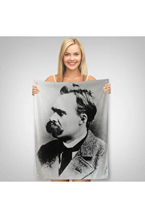 Friedrich Nietzsche Siyah Beyaz Dekoratif Duvar Örtüsü - Halısı-5963