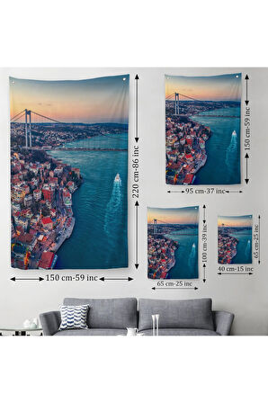 Boğaziçi Kuş Bakışı Dekoratif Duvar Örtüsü - Halısı-5971