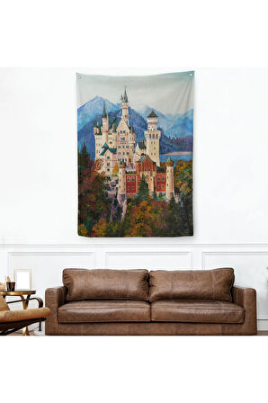 Bavyera Almanya Neuschwanstein Kalesİ Duvar Örtüsü - Halısı-5980