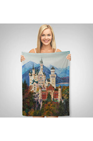 Bavyera Almanya Neuschwanstein Kalesİ Duvar Örtüsü - Halısı-5980