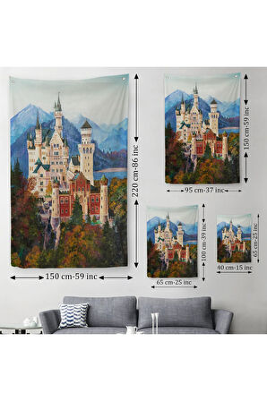 Bavyera Almanya Neuschwanstein Kalesİ Duvar Örtüsü - Halısı-5980