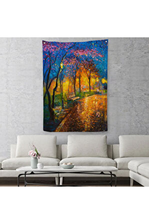 Moskova Parkta Gece Manzarası Duvar Örtüsü - Halısı-5986