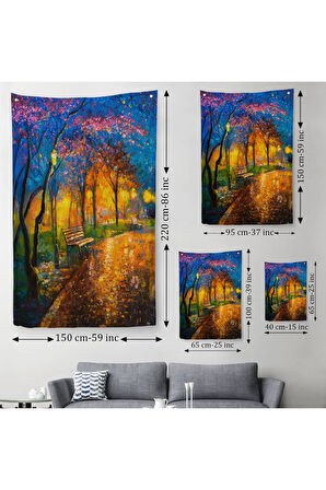 Moskova Parkta Gece Manzarası Duvar Örtüsü - Halısı-5986