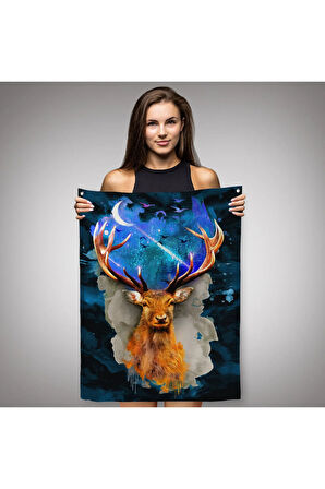 Geyiğin Galaxisi Modern Sanat Duvar Örtüsü - Halısı-5997