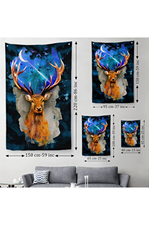 Geyiğin Galaxisi Modern Sanat Duvar Örtüsü - Halısı-5997