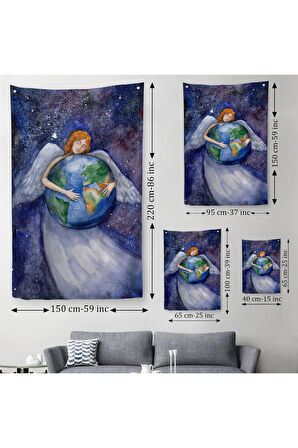 Dünyayı Kucaklayan Melek Duvar Örtüsü - Halısı-6000
