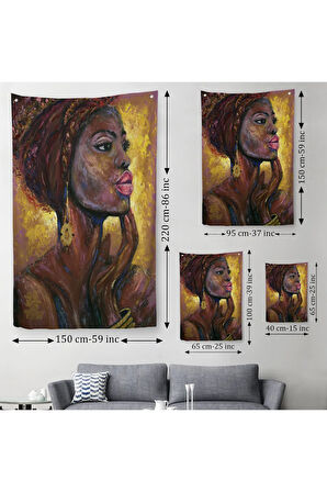 Afrikalı Kadın Portresi Pop Art Duvar Örtüsü - Halısı-6008