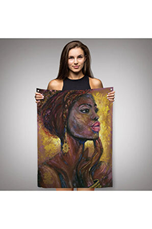 Afrikalı Kadın Portresi Pop Art Duvar Örtüsü - Halısı-6008