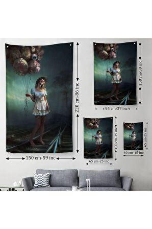 Süerreal Kadın Buhran Duvar Örtüsü - Halısı-6010