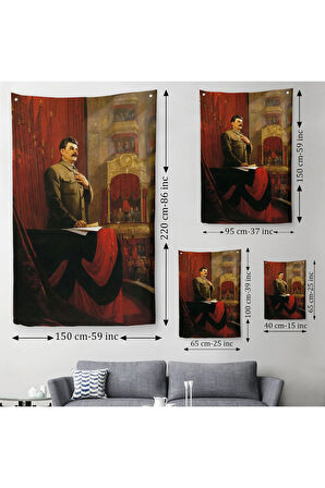 Josef Stalin Eski Sovyetler Birliği Hükümet Başkanı Duvar Örtüsü - Halısı-6014