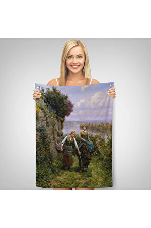 Dere Kenarındaki Köylü Kızları Duvar Örtüsü - Halısı-6016
