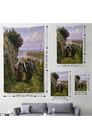 Dere Kenarındaki Köylü Kızları Duvar Örtüsü - Halısı-6016