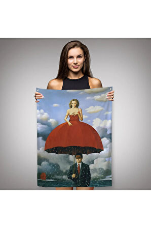 Kırmızı Elbiseli Kadın Sürreal Duvar Örtüsü - Halısı-6022