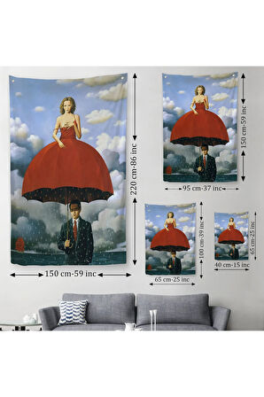 Kırmızı Elbiseli Kadın Sürreal Duvar Örtüsü - Halısı-6022