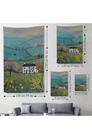 İngiliz Köy Evi Manzarası Duvar Örtüsü - Halısı-6023