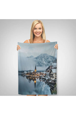 Hallstatt Avusturya Manzarası Duvar Örtüsü - Halısı-6028