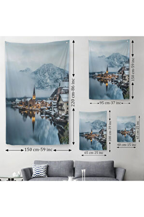 Hallstatt Avusturya Manzarası Duvar Örtüsü - Halısı-6028