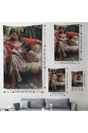 Anne ve Kızı Ortaçağ Duvar Örtüsü - Halısı-6040