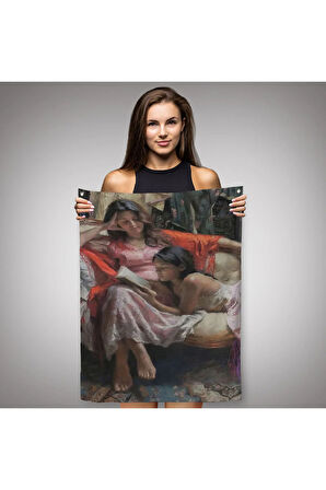 Anne ve Kızı Ortaçağ Duvar Örtüsü - Halısı-6040