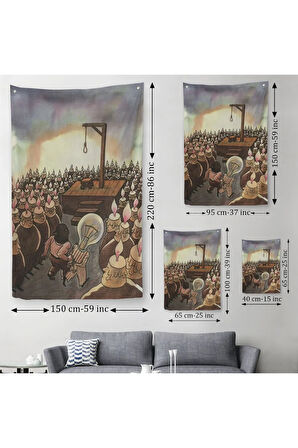 Kafası Farklı Çalışanın Kafası Gider Sürreal Duvar Örtüsü - Halısı-6041
