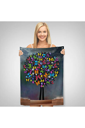 Kelebekler Ağacı Duvar Örtüsü-Halısı - Halısı-6050