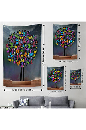 Kelebekler Ağacı Duvar Örtüsü-Halısı - Halısı-6050