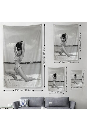 Leopar Bikinili Bettie Page Duvar Örtüsü-Halısı - Halısı-6053