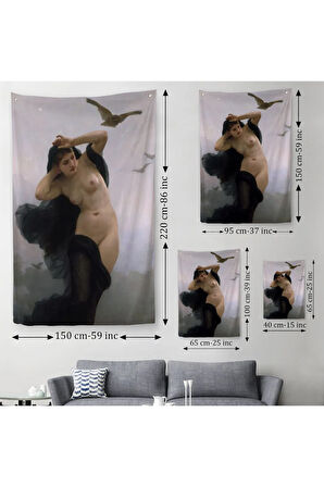 William-Adolphe Bouguereau The Night Duvar Örtüsü - Halısı-6066