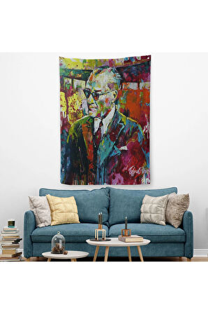 Yağlı Boya Efektli Renkli Mustafa Kemal Atatürk Duvar Örtüsü - Halısı-6069