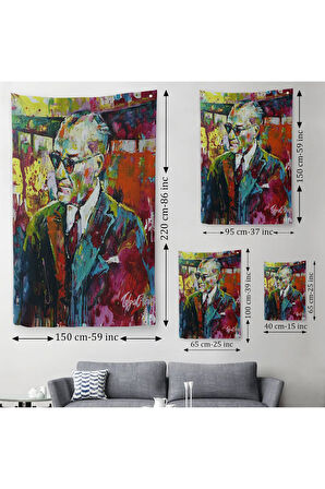 Yağlı Boya Efektli Renkli Mustafa Kemal Atatürk Duvar Örtüsü - Halısı-6069