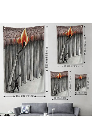 Bütün Uyuyanları Uyandırmaya Bir Uyanık Yeter Sürreal Duvar Örtüsü - Halısı-6070