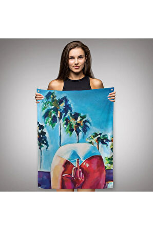 Bacaklarının Arasından Orta Parmak İşareti Yapan Kadın Duvar Örtüsü - Halısı-608