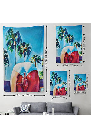 Bacaklarının Arasından Orta Parmak İşareti Yapan Kadın Duvar Örtüsü - Halısı-608