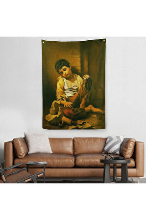 İranlı Ressam Morteza Kartouzıan Garip Çocuk Eseri Duvar Örtüsü - Halısı-6088